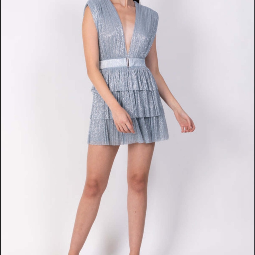 Elegant Silver Tiered Women's Dress